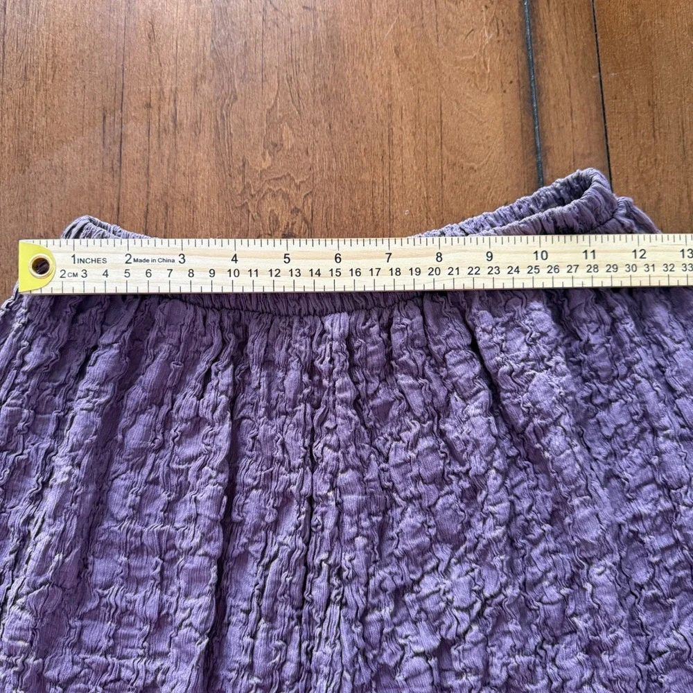 ZARA Textured Purple Gauze Cropped‎ Pants Elastic Waist Size Small